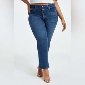 Good American Good Curve Straight Cashmere Exposed Button Fly Jeans Sz 16